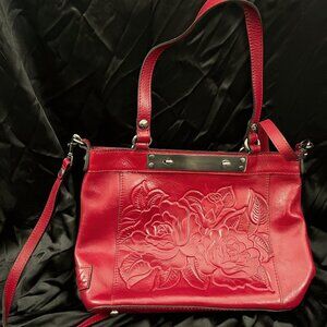 Patricia Nash Ruby Red Rose twist lock shoulder bag purse